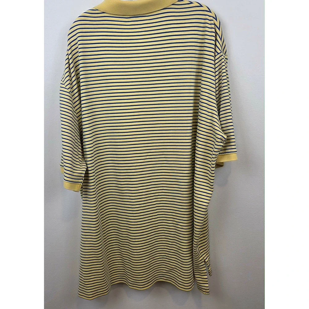 Polo Ralph Lauren Mens 2XLT Tall Polo Shirt Yellow Blue Striped Cotton Pony